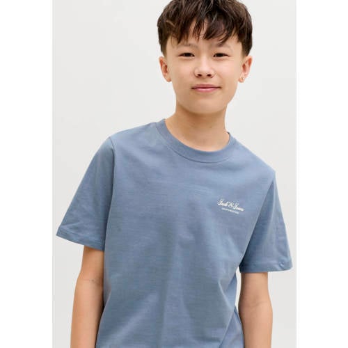 JACK & JONES JUNIOR T-shirt blauw Jongens Katoen Ronde hals Effen