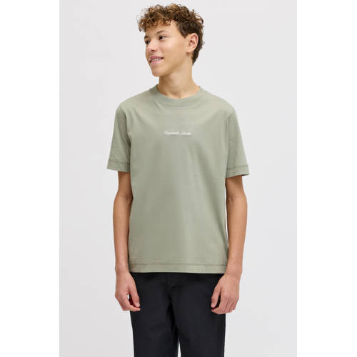 JACK & JONES JUNIOR T-shirt lichtgroen Jongens Katoen Ronde hals Tekst - maat 152 afbeelding
