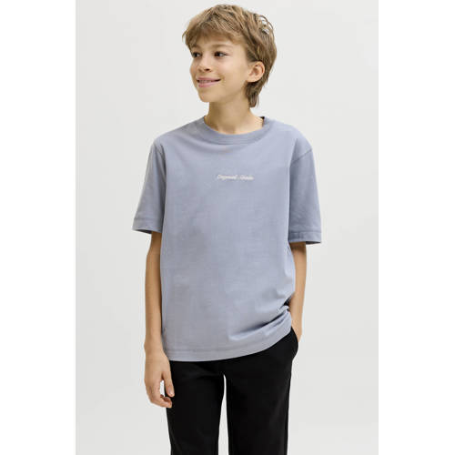 JACK & JONES JUNIOR T-shirt lichtblauw Jongens Katoen Ronde hals Tekst - maat 152 afbeelding
