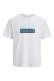 thumbnail: Witte jongens JACK & JONES JUNIOR T-shirt van katoen met printopdruk, korte mouwen en ronde hals