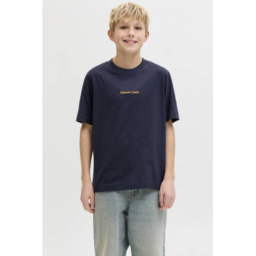 JACK & JONES JUNIOR T-shirt Blauw Jongens Katoen Ronde hals Tekst - maat 128 afbeelding