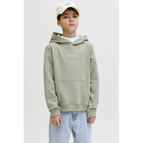 JACK & JONES JUNIOR hoodie lichtgroen Sweater Blauw Jongens Katoen Capuchon - maat 164 afbeelding