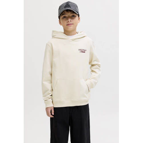 JACK & JONES JUNIOR hoodie met backprint ecru Sweater Jongens Katoen Capuchon - maat 140 afbeelding