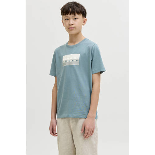 JACK & JONES JUNIOR T-shirt blauw Jongens Katoen Ronde hals Printopdruk - maat 164 afbeelding