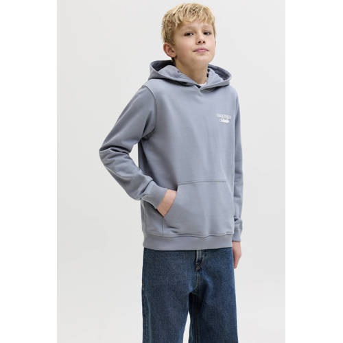 JACK & JONES JUNIOR hoodie met backprint lichtblauw Sweater Jongens Katoen Capuchon - maat 164 afbeelding