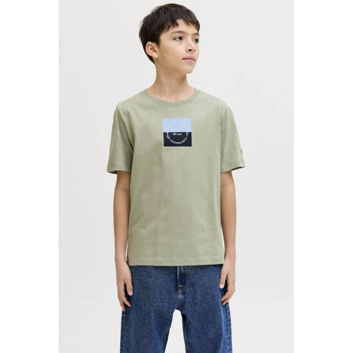 JACK & JONES JUNIOR T-shirt lichtgroen Jongens Katoen Ronde hals - maat 176 afbeelding