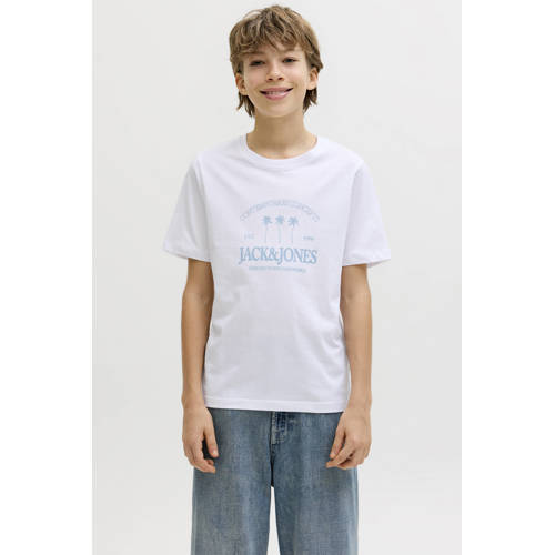 JACK & JONES JUNIOR T-shirt wit Jongens Katoen Ronde hals Logo - maat 164 afbeelding
