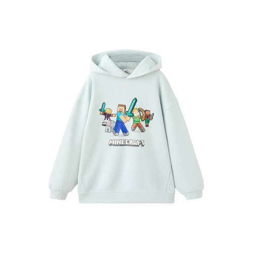 Mango Kids Minecraft hoodie lichtblauw Sweater Personage - maat 116 afbeelding