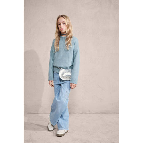 Mango Kids trui blauw fijn gebreid Meisjes Polyester Ronde hals Effen - maat 152 afbeelding