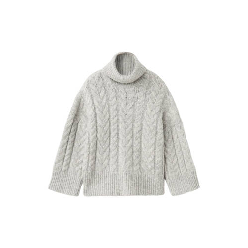 Mango Kids trui grijs met kabels Meisjes Acryl Col Effen - maat 152 afbeelding