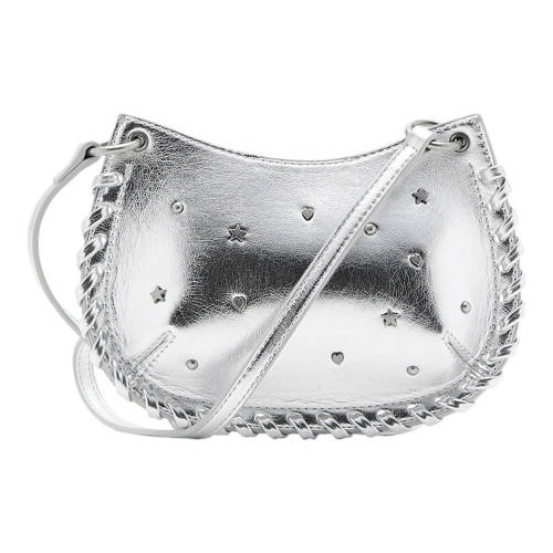 Mango Kids imitatieleren tas met studs zilver Meisjes Imitatieleer Effen afbeelding