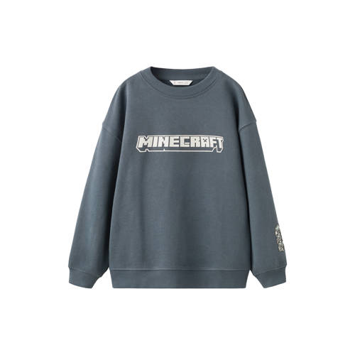 Mango Kids sweater met backprint antraciet Grijs Backprint - maat 128 afbeelding