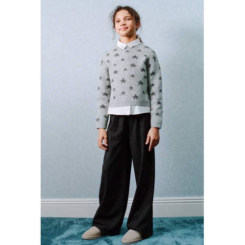 Mango Kids gebreide trui grijs Meisjes Polyester Ronde hals Sterren - maat 152 afbeelding