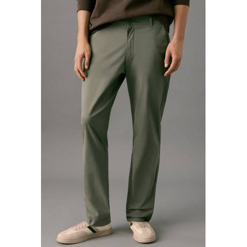 MANGO TEEN straight chino kaki Broek Groen Jongens Stretchkatoen Effen - maat 170(S) afbeelding