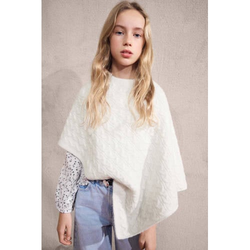 Mango Kids trui wit grof gebreid Meisjes Acryl Ronde hals Effen - maat 164(S) afbeelding