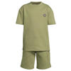 Me & My Monkey T-shirt + korte broek met textuur olijfgroen