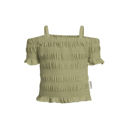 Me & My Monkey off shoulder top groen met textuur Effen - maat 122/128 afbeelding