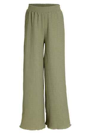 regular waist casual broek groen met textuur