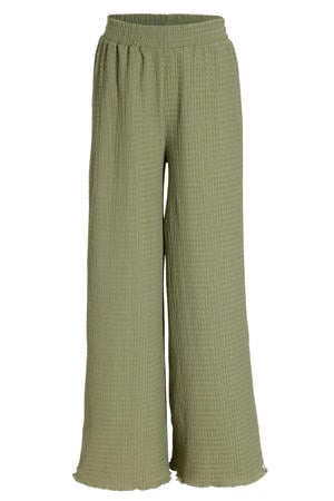 regular waist casual broek groen met textuur