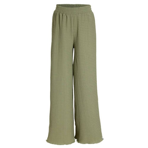 Me & My Monkey regular waist casual broek groen met textuur Meisjes Polyester - maat 146/152 afbeelding