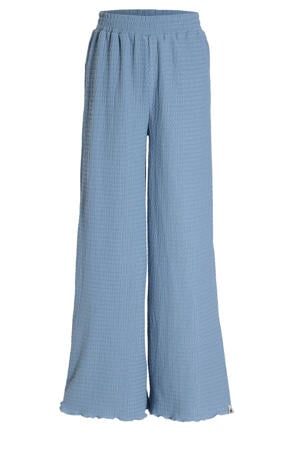 regular waist casual broek blauw met textuur