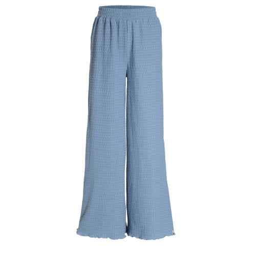 Me & My Monkey regular waist casual broek blauw met textuur Meisjes Polyester - maat 134/140 afbeelding