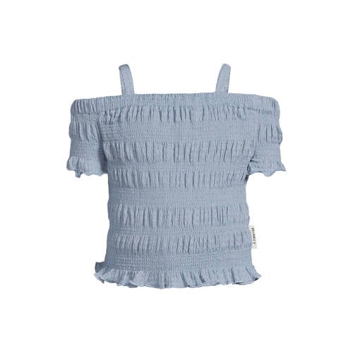 Me & My Monkey off shoulder top blauw met textuur Effen - maat 158/164 afbeelding
