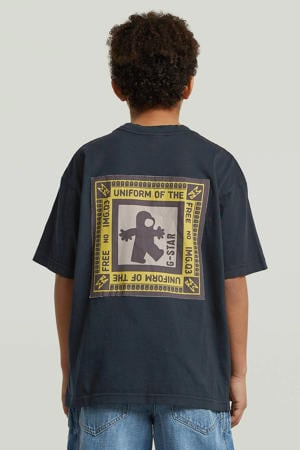 T-shirt met backprint donkerblauw