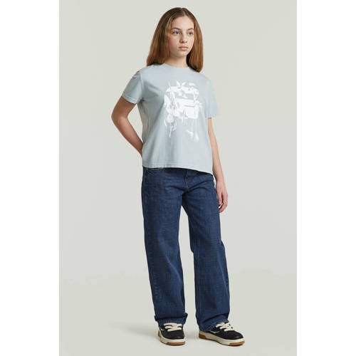 G-STAR T-shirt lichtblauw Meisjes Katoen Ronde hals Printopdruk - maat 164 afbeelding