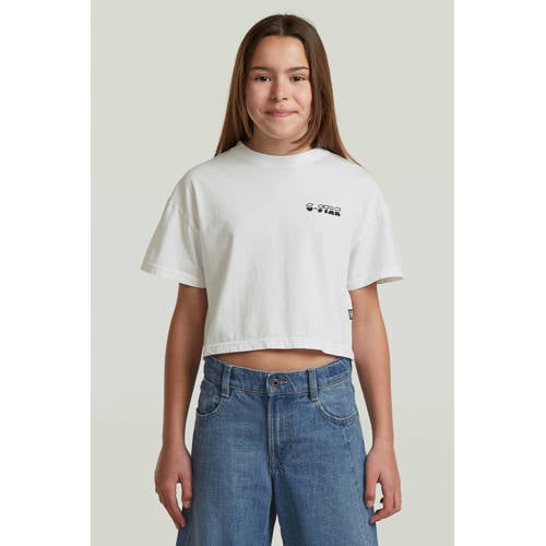 G-STAR T-shirt wit Meisjes Katoen Ronde hals Effen - maat 152 afbeelding