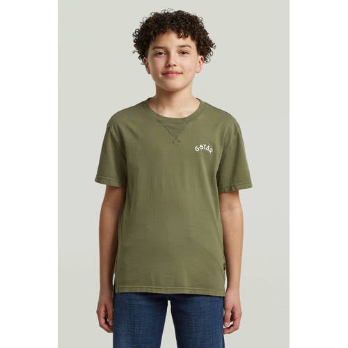G-STAR T-shirt groen Jongens Katoen Ronde hals Effen - maat 176 afbeelding