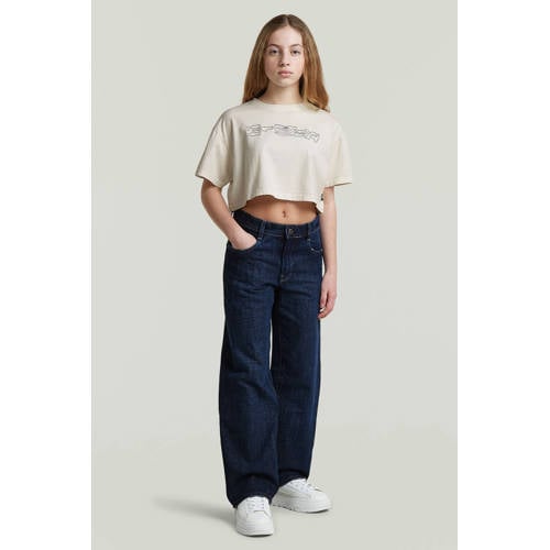 G-STAR T-shirt beige Meisjes Katoen Ronde hals Logo - maat 140 afbeelding