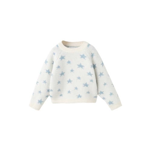 Mango Kids trui ecru fijn gebreid Meisjes Polyester Ronde hals Sterren - maat 116 afbeelding