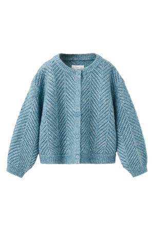 vest blauw grof gebreid