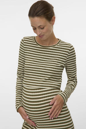 zwangerschaps gestreepte longsleeve groen