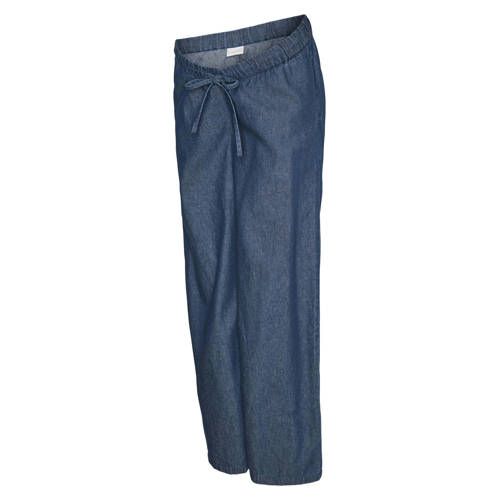 MAMALICIOUS straight regular waist zwangerschaps casual broek medium blue denim Blauw Dames Katoen - maat XL afbeelding