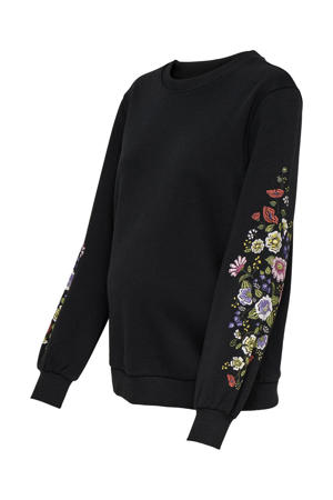 zwangerschaps gebloemde sweater zwart