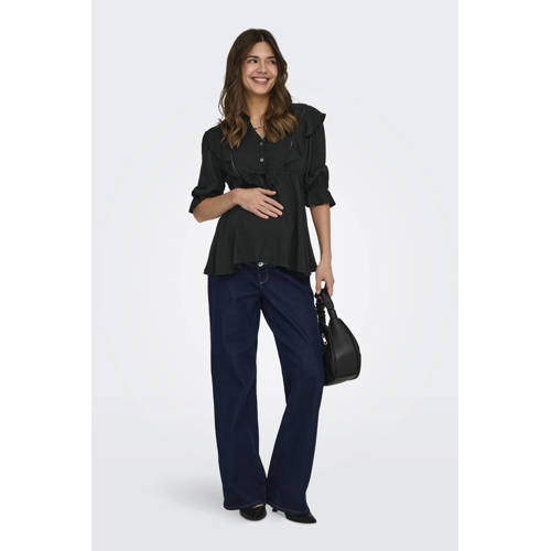 ONLY MATERNITY zwangerschaps blousetop zwart Dames Viscose V-hals Effen - maat XXL afbeelding