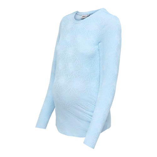 ONLY MATERNITY zwangerschaps longsleeve lichtblauw Dames Polyester Ronde hals - maat XL afbeelding
