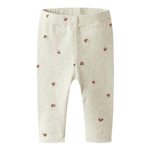 NAME IT BABY regular gebloemde legging ecru Meisjes Stretchkatoen Bloemen - maat 56 afbeelding