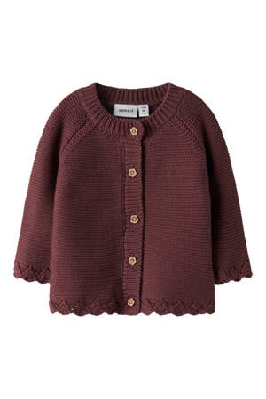 vest donkerrood gebreid