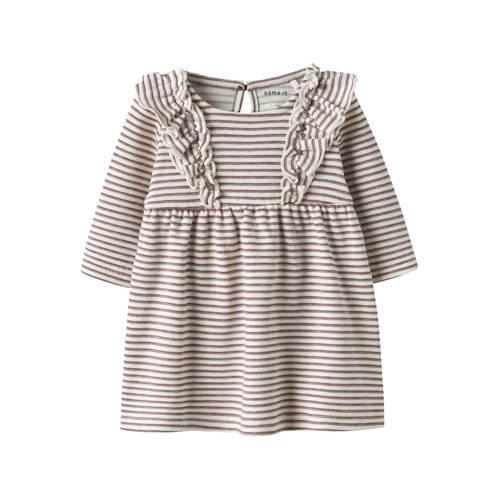 NAME IT BABY korte jurk met krijtstreep rood Meisjes Katoen Ronde hals