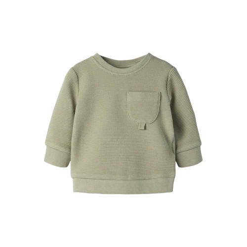 NAME IT BABY sweater kaki Groen Jongens Stretchkatoen Ronde hals Effen - maat 62 afbeelding