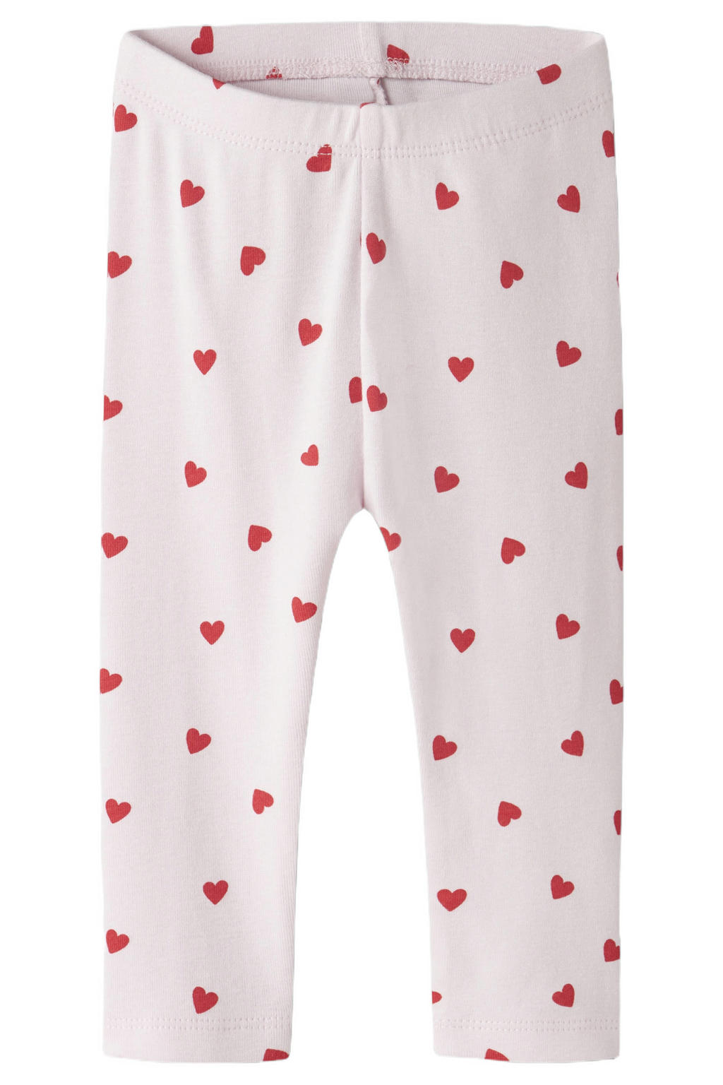 Roze meisjes NAME IT BABY regular legging van stretchkatoen met elastische tailleband en hartjesprint
