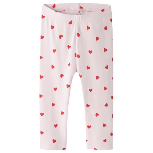 NAME IT BABY regular legging met hartjes roze Meisjes Stretchkatoen Hartjes - maat 56 afbeelding