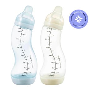 Natural S-Babyfles - 250 ml - IJsblauw/Crème - 2 Stuks - Anti Colic