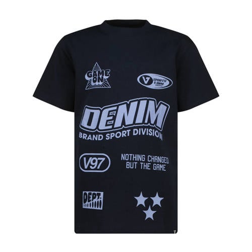 Vingino T-shirt donkerblauw Jongens Katoen Ronde hals Printopdruk - maat 152 afbeelding