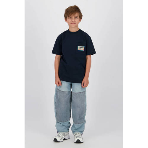 Vingino T-shirt met backprint donkerblauw Jongens Katoen Ronde hals Backprint - maat 176 afbeelding