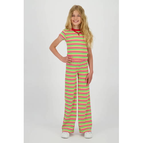 Vingino gestreepte T-shirt rood Meisjes Stretchkatoen Ronde hals Streep - maat 128 afbeelding