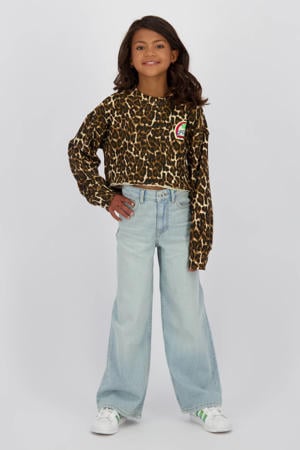 sweater met panterprint bruin